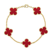 [Vera Jewelry] CLOVER 5 MOTIF RED CORNELIAN BRACELET COLLECTION