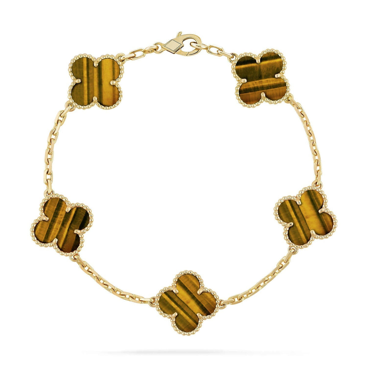 [Vera  Jewelry]LUCKY CLOVER 5-MOTIF BRACELET -  TIGER’S EYE COLLECTION