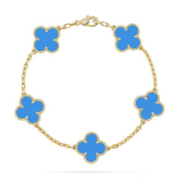 [Vera Jewelry] CLOVER 5 MOTIF BLUE AGATE BRACELET COLLECTION
