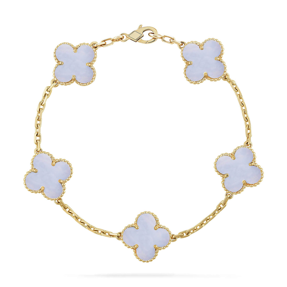 [Vera  Jewelry]LUCKY CLOVER 5-MOTIF BRACELET - PURPLE CHALCEDONY COLLECTION