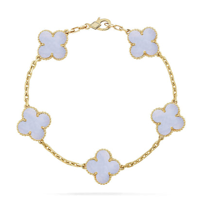 [Vera  Jewelry]LUCKY CLOVER 5-MOTIF BRACELET - PURPLE CHALCEDONY COLLECTION
