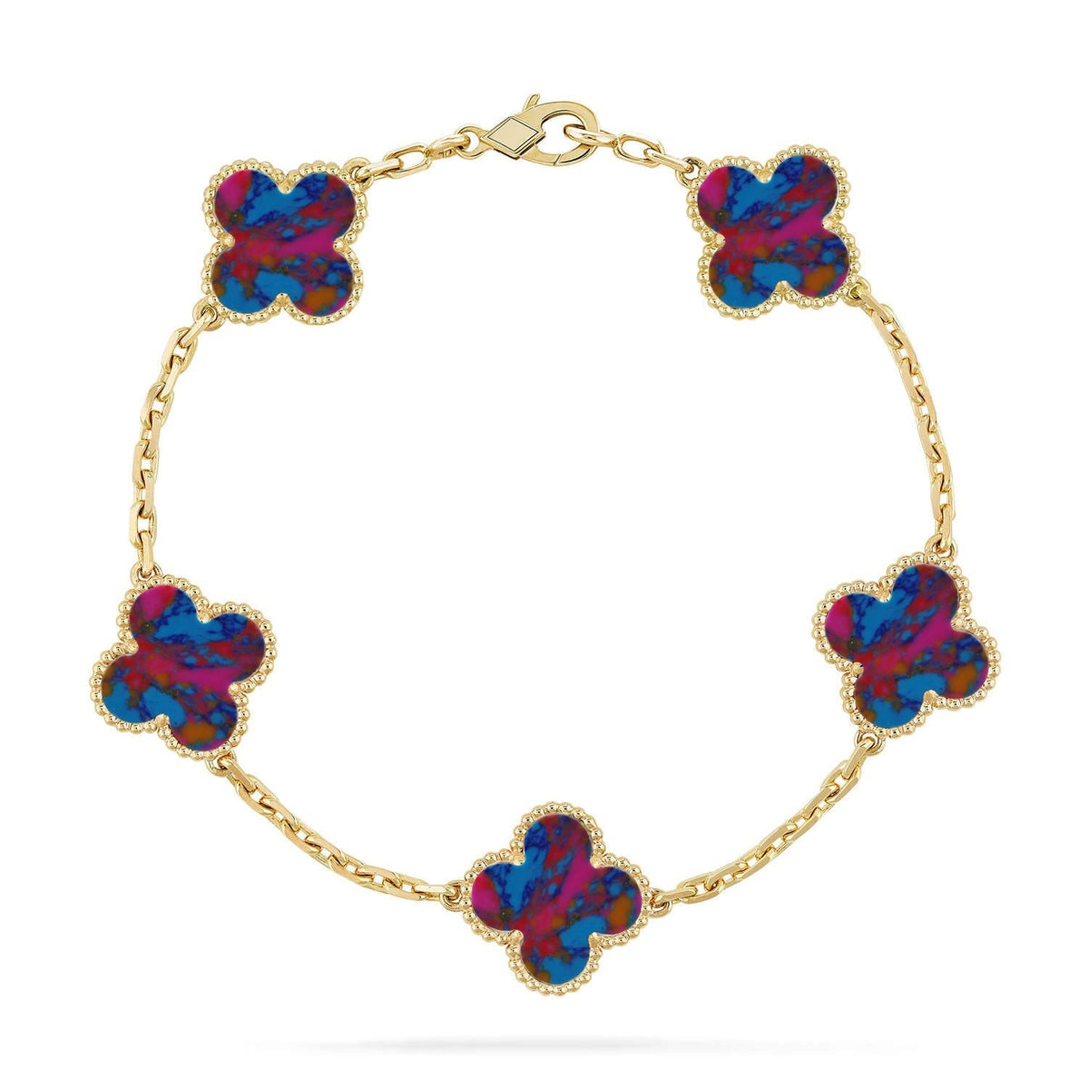 [Vera Jewelry]CLOVER 5 MOTIF COLOR GEMSTONES BRACELET COLLECTION