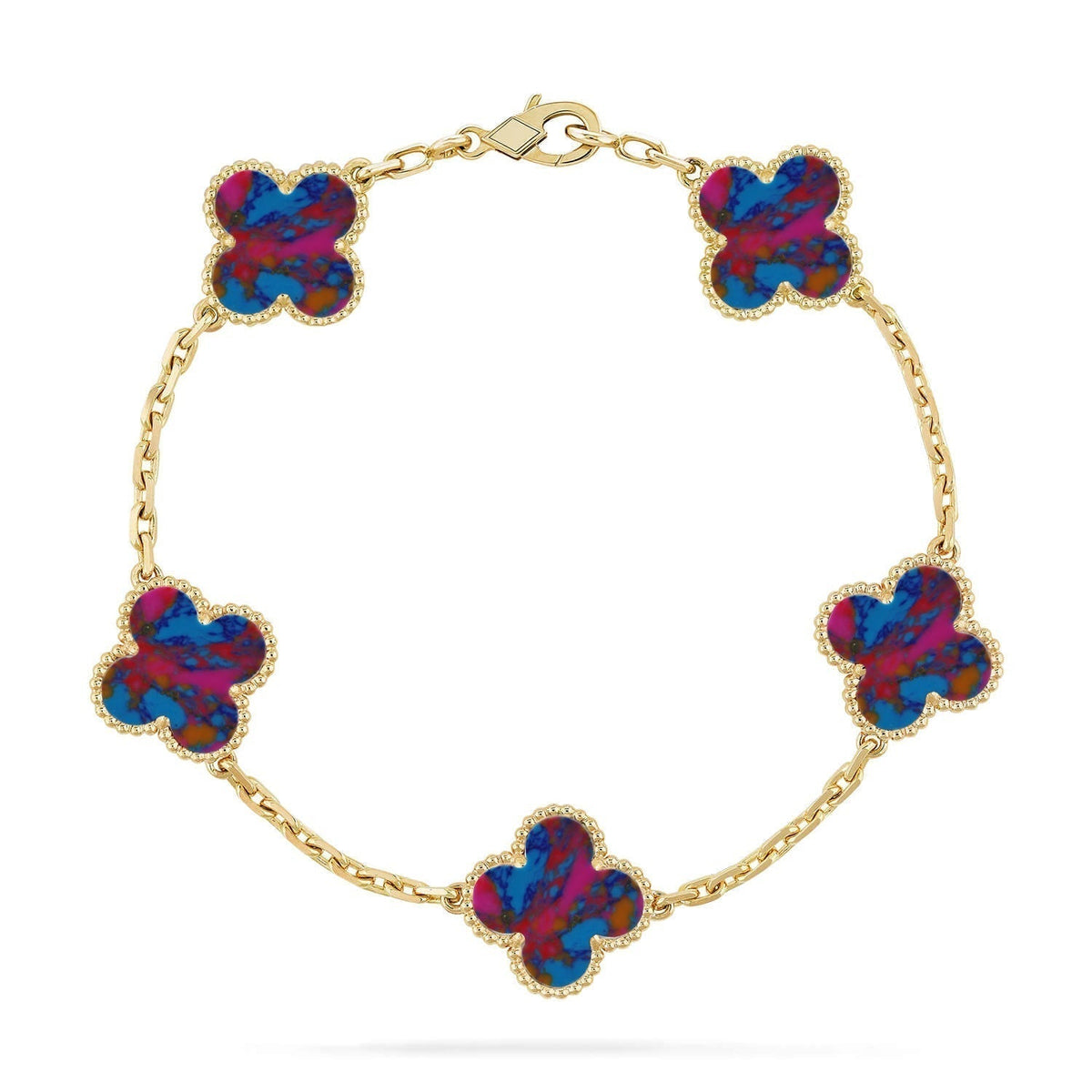 [Vera  Jewelry]LUCKY CLOVER 5-MOTIF BRACELET - MULTI-GEM COLLECTION