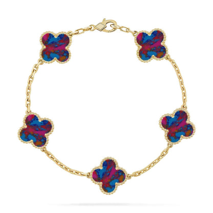 [Vera  Jewelry]LUCKY CLOVER 5-MOTIF BRACELET - MULTI-GEM COLLECTION