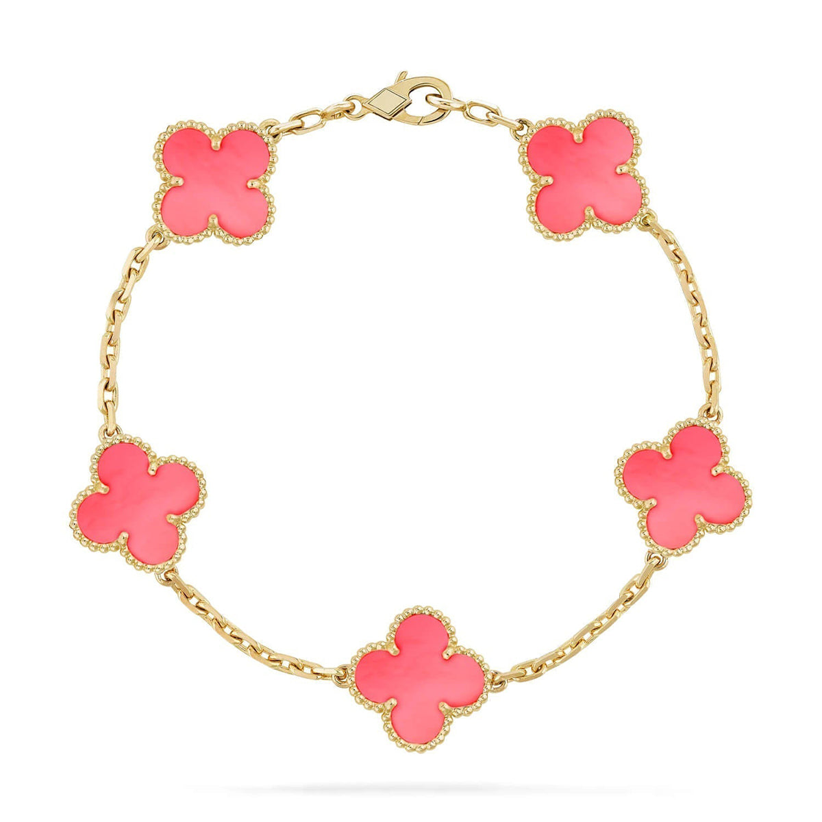 [Vera  Jewelry]LUCKY CLOVER 5-MOTIF BRACELET - PINK MOTHER-OF-PEARL COLLECTION