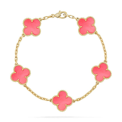 [Vera  Jewelry]LUCKY CLOVER 5-MOTIF BRACELET - PINK MOTHER-OF-PEARL COLLECTION