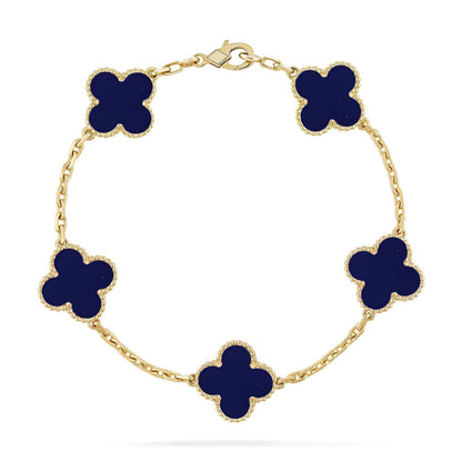 [Vera  Jewelry]LUCKY CLOVER 5-MOTIF BRACELET - LAPIS LAZULI COLLECTION
