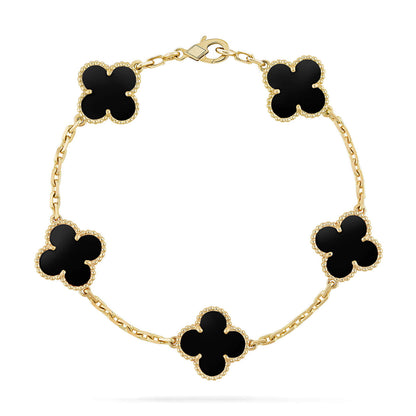 [Vera  Jewelry]LUCKY CLOVER 5-MOTIF BRACELET - BLACK OXNY COLLECTION