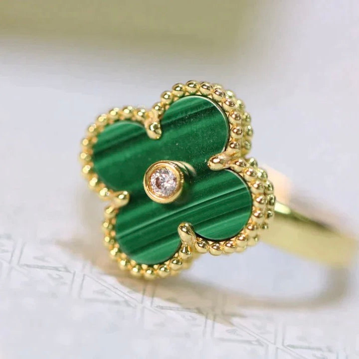 [Vera  Jewelry]CLOVER MALACHITE RING GOLD DIAMOND