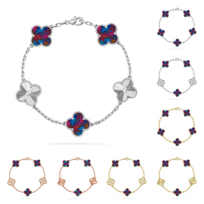 [Vera  Jewelry]LUCKY CLOVER 5-MOTIF BRACELET - MULTI-GEM COLLECTION