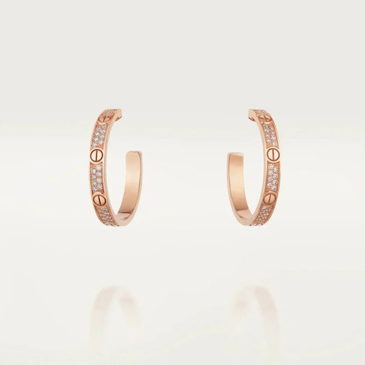 [Vera  Jewelry]LOVE DIAMOND PINK GOLD HOOP EARRINGS