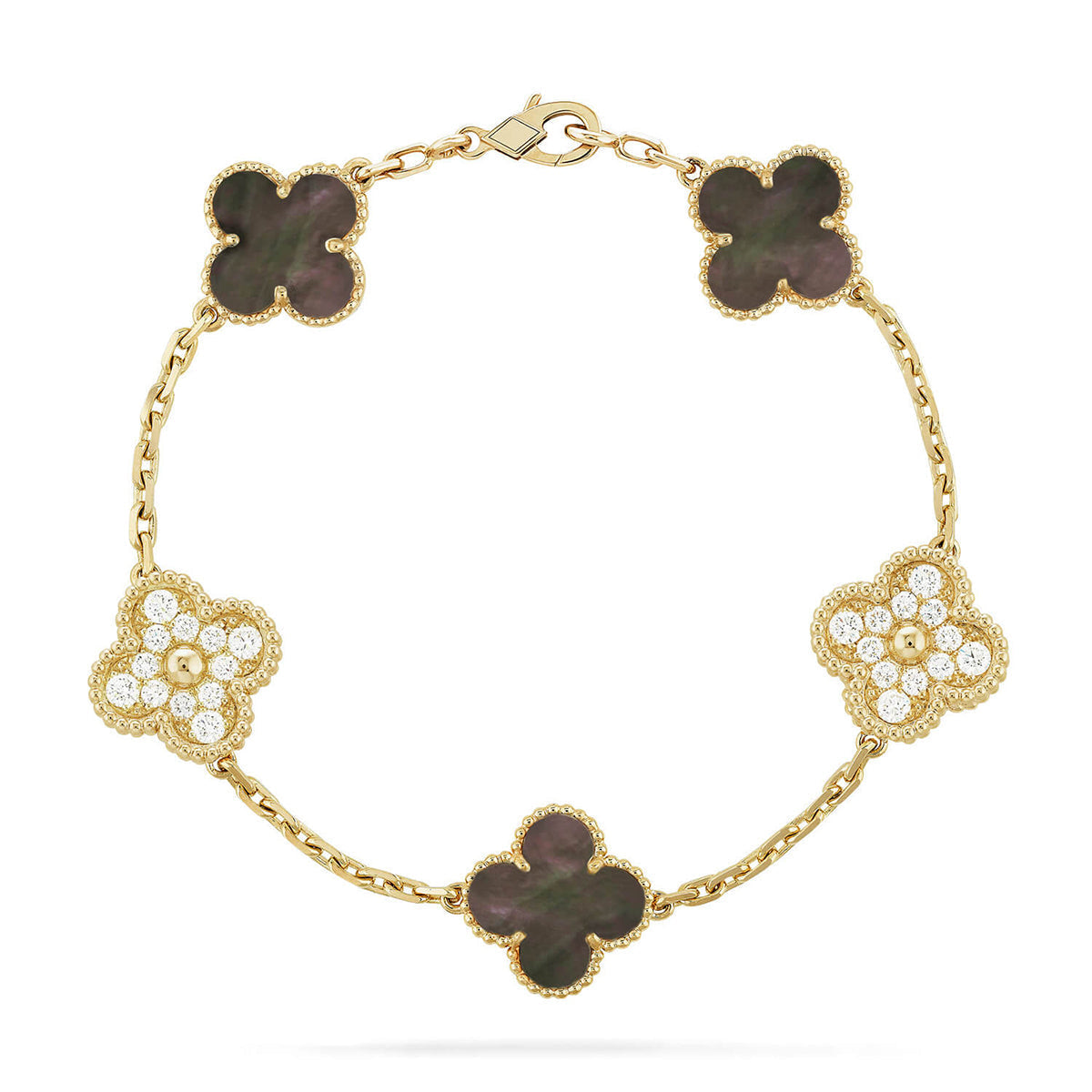 [Vera  Jewelry]LUCKY CLOVER 5-MOTIF BRACELET - GREY MOTHER-OF-PEARL COLLECTION