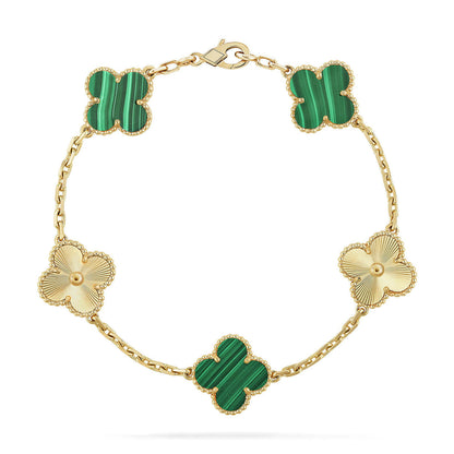 [Vera  Jewelry]LUCKY CLOVER 5-MOTIF BRACELET - MALACHITE COLLECTION