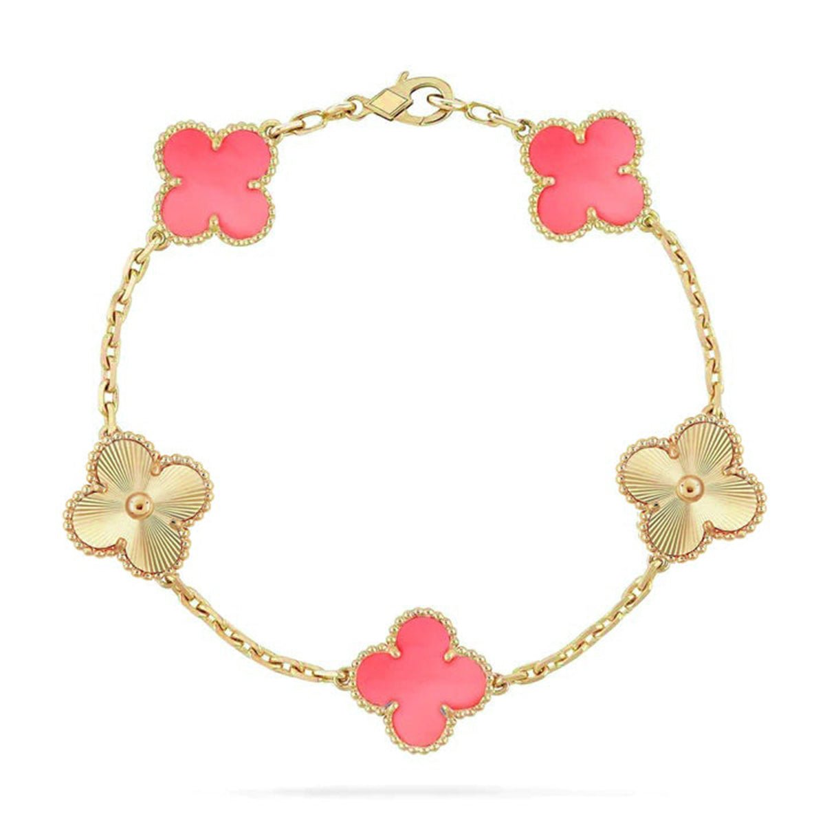 [Vera  Jewelry]LUCKY CLOVER 5-MOTIF BRACELET - PINK MOTHER-OF-PEARL COLLECTION