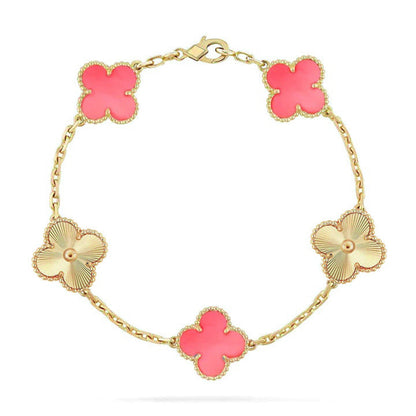 [Vera  Jewelry]LUCKY CLOVER 5-MOTIF BRACELET - PINK MOTHER-OF-PEARL COLLECTION