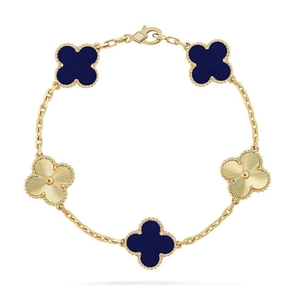 [Vera  Jewelry]LUCKY CLOVER 5-MOTIF BRACELET - LAPIS LAZULI COLLECTION
