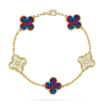 [Vera Jewelry]CLOVER 5 MOTIF COLOR GEMSTONES BRACELET COLLECTION
