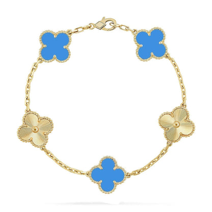 [Vera Jewelry] CLOVER 5 MOTIF BLUE AGATE BRACELET COLLECTION