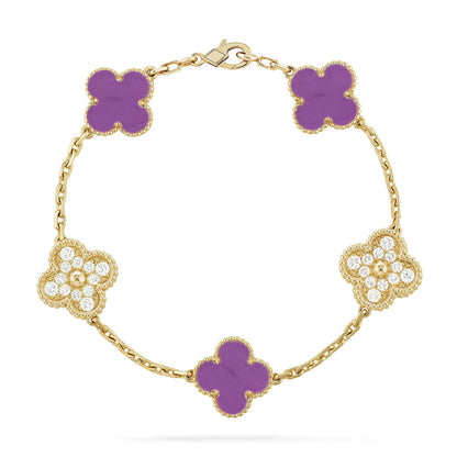 [Vera  Jewelry]LUCKY CLOVER 5-MOTIF BRACELET - VIOLET COLLECTION