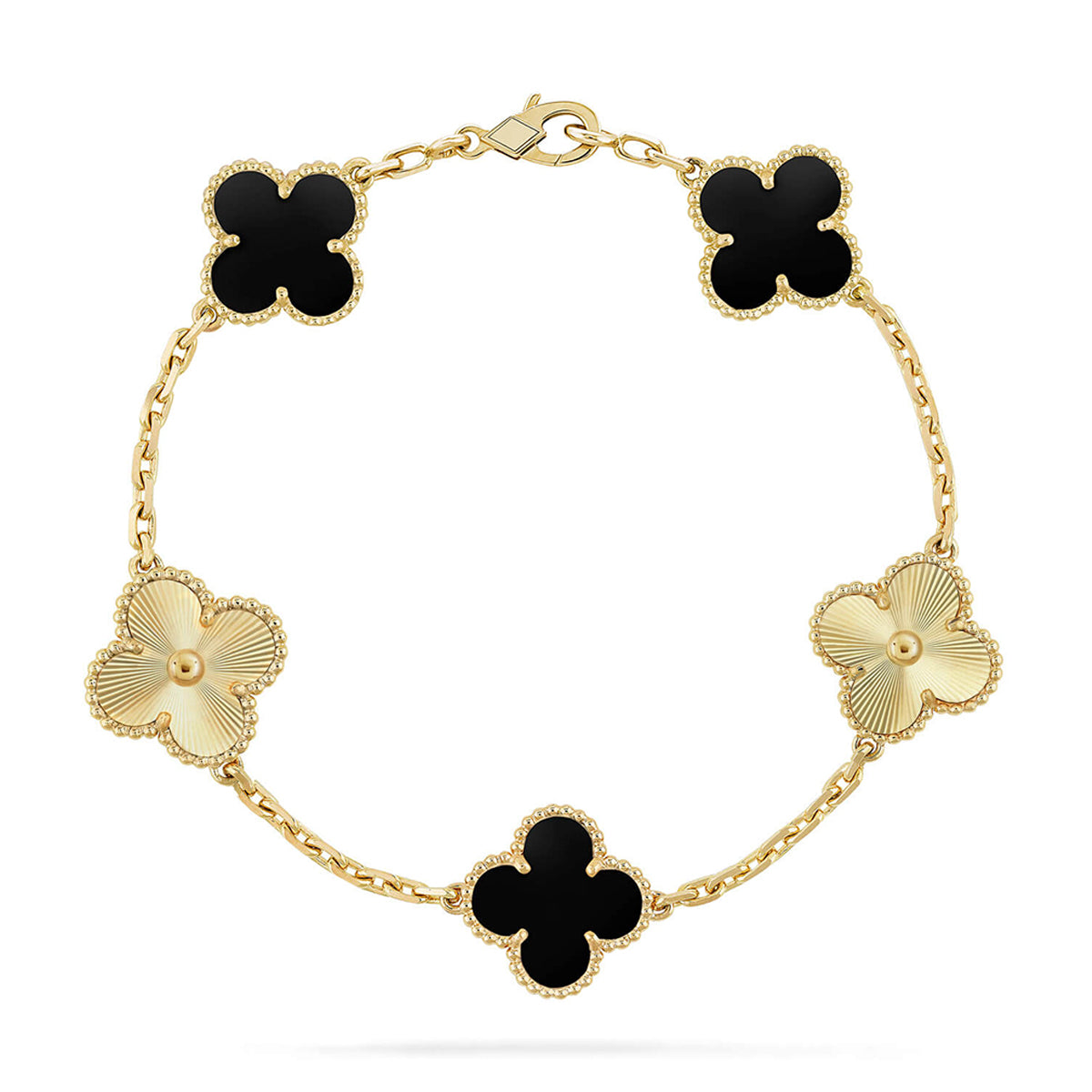 [Vera  Jewelry]LUCKY CLOVER 5-MOTIF BRACELET - BLACK OXNY COLLECTION