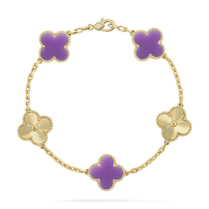 [Vera  Jewelry]LUCKY CLOVER 5-MOTIF BRACELET - LAVENDER COLLECTION