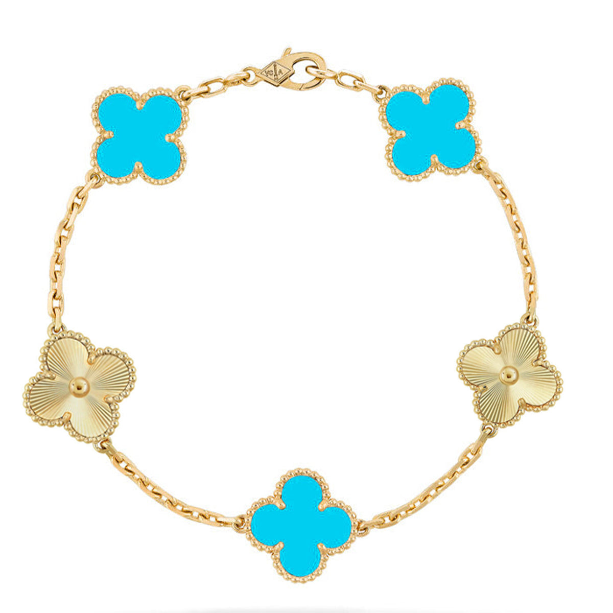 [Vera  Jewelry]LUCKY CLOVER 5-MOTIF BRACELET - TURQUOISE COLLECTION