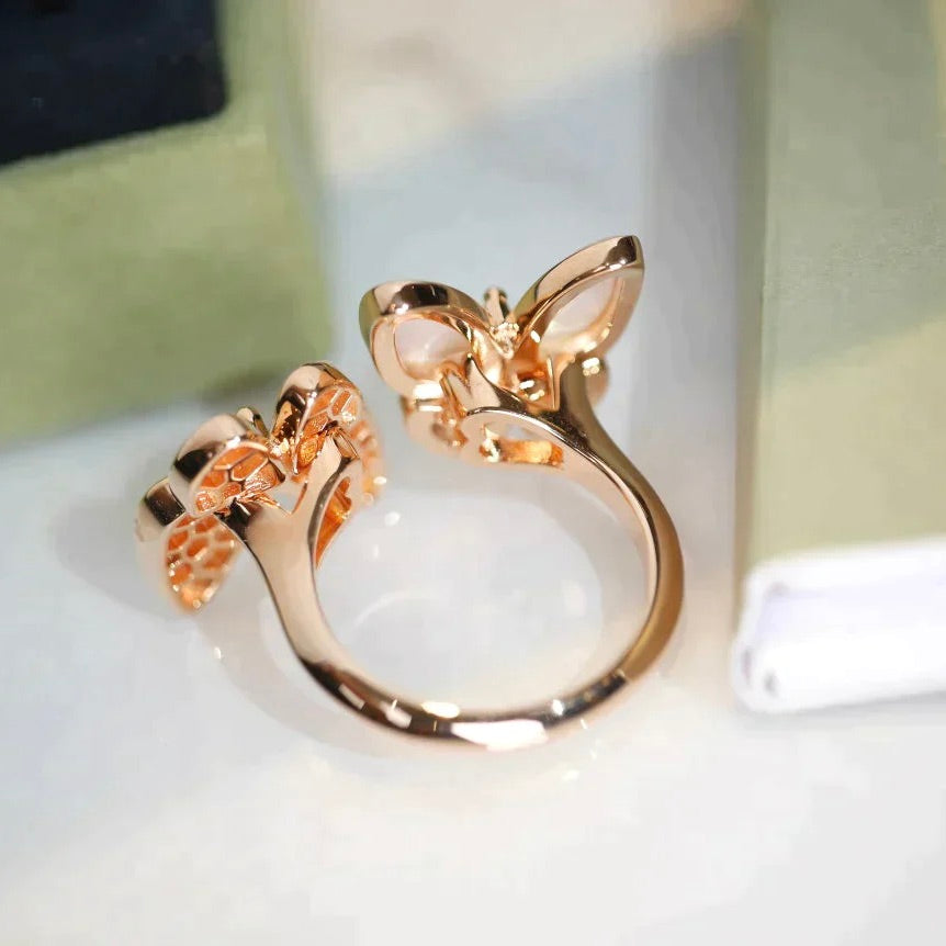 [Vera  Jewelry]TWIN BUTTERFLY DIAMOND MOP RING