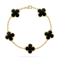 [Vera Jewelry]CLOVER  5 MOTIFS BLACK ONYX BRACELET