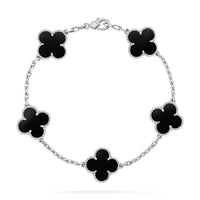[Vera Jewelry]CLOVER 5 MOTIF ONYXS  BRACELET SILVER