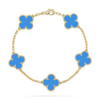 [Vera Jewelry]CLOVER 5 MOTIFS BLAUER ACHATARMBAND