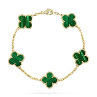 [Vera Jewelry]CLOVER 5 MOTIFS MALACHITE BRACELET