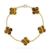 [Vera Jewelry]CLOVER  5 MOTIFS TIGER EYE BRACELET