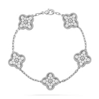 [Vera Jewelry]CLOVER 5 MOTIFS  DIAMOND BRACELET SILVER