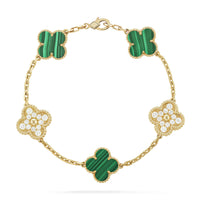 [Vera Jewelry]CLOVER  5 MOTIF MALACHITE DIAMOND BRACELET
