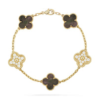 [Vera Jewelry]CLOVER 5 MOTIF GRAY MOP DIAMOND BRACELET
