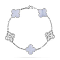 [Vera Jewelry]CLOVER  5 MOTIF DIAMOND PURPLE CHALCEDONY BRACELET SILVER