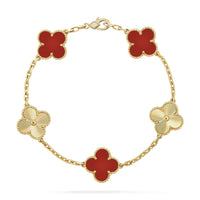 [Vera Jewelry]CLOVER  5 MOTIFS CARNELIAN GOLD BRACELET