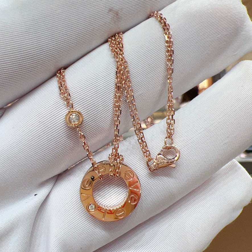 [Vera  Jewelry]LOVE NECKLACE 16MM 2 DIAMONDS