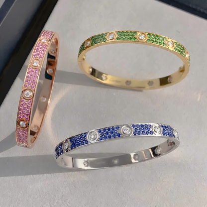 [Vera Jewelry] 2026 パヴェ ジェムストーン ラブブレスレット 6.1MM ダイヤモンド10石