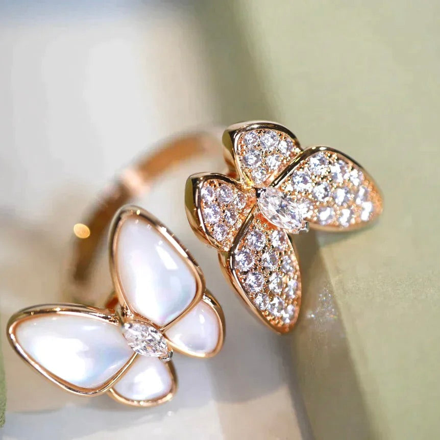 [Vera  Jewelry]TWIN BUTTERFLY DIAMOND MOP RING