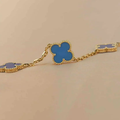 [Vera Jewelry] CLOVER 5 MOTIF BLUE AGATE BRACELET COLLECTION