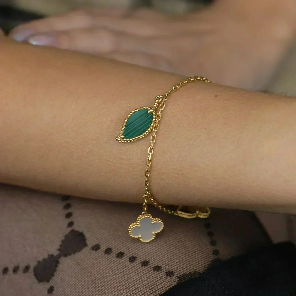 [Vera Jewelry]LUCKY SPRING 5 MOTIF GOLD BRACELET