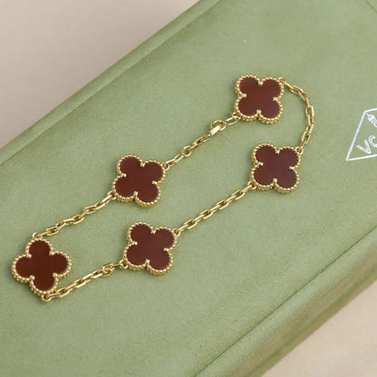 [Vera Jewelry] CLOVER 5 MOTIF RED CORNELIAN BRACELET COLLECTION