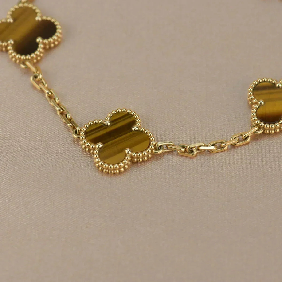 [Vera  Jewelry]LUCKY CLOVER 5-MOTIF BRACELET -  TIGER’S EYE COLLECTION