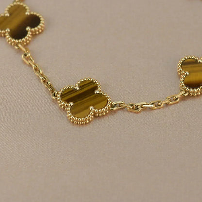 [Vera  Jewelry]LUCKY CLOVER 5-MOTIF BRACELET -  TIGER’S EYE COLLECTION