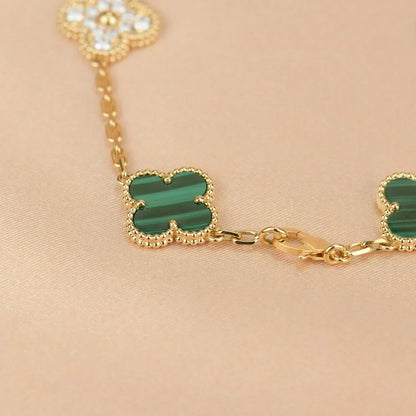 [Vera  Jewelry]LUCKY CLOVER 5-MOTIF BRACELET - MALACHITE COLLECTION