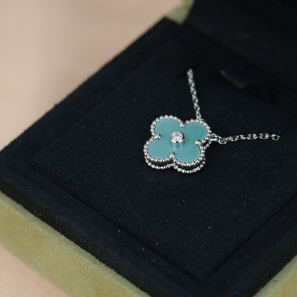 [Vera  Jewelry]CLOVER 15MM DIAMOND SVRES PORCELAIN  NECKLACE SILVER