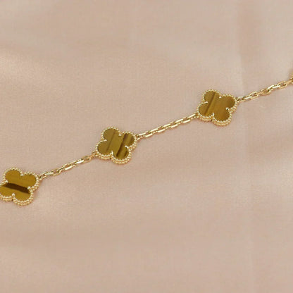 [Vera  Jewelry]LUCKY CLOVER 5-MOTIF BRACELET -  TIGER’S EYE COLLECTION