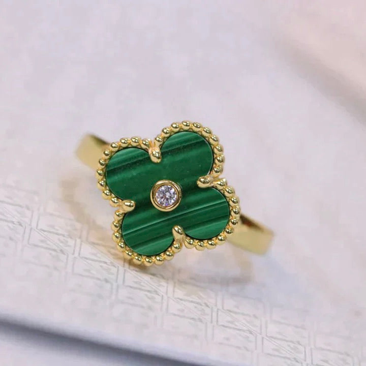 [Vera  Jewelry]CLOVER MALACHITE RING GOLD DIAMOND