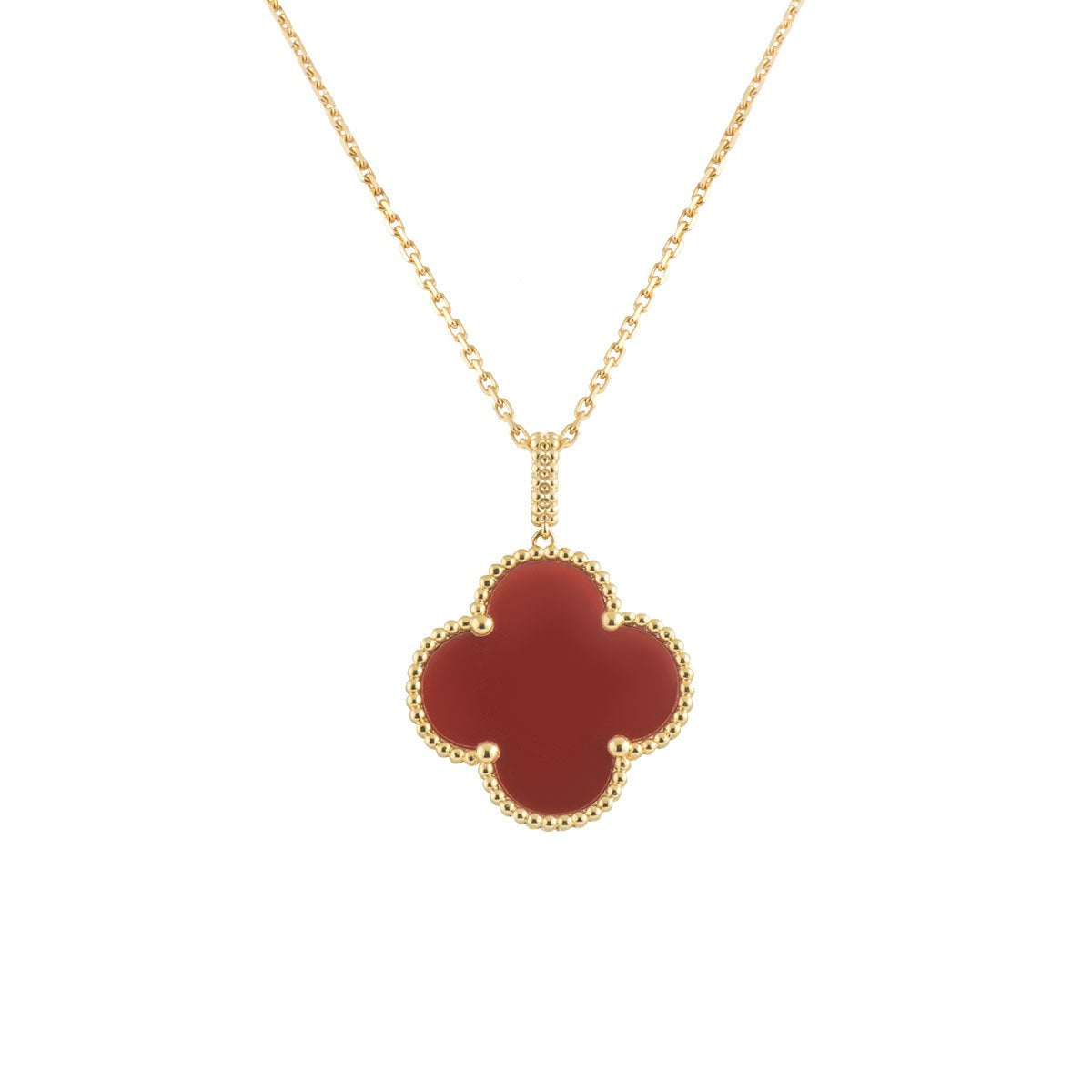 [Vera Jewelry]CLOVER 25MM NECKLACE GOLD CARNELIAN